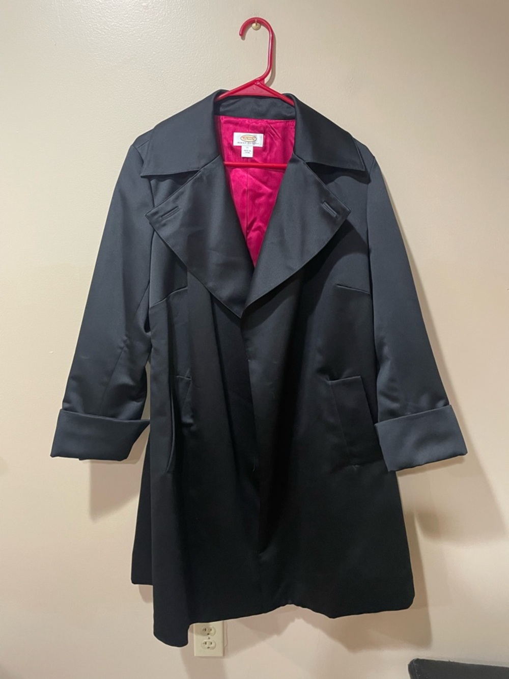 Talbots Black Trench Coat with Pink Lining